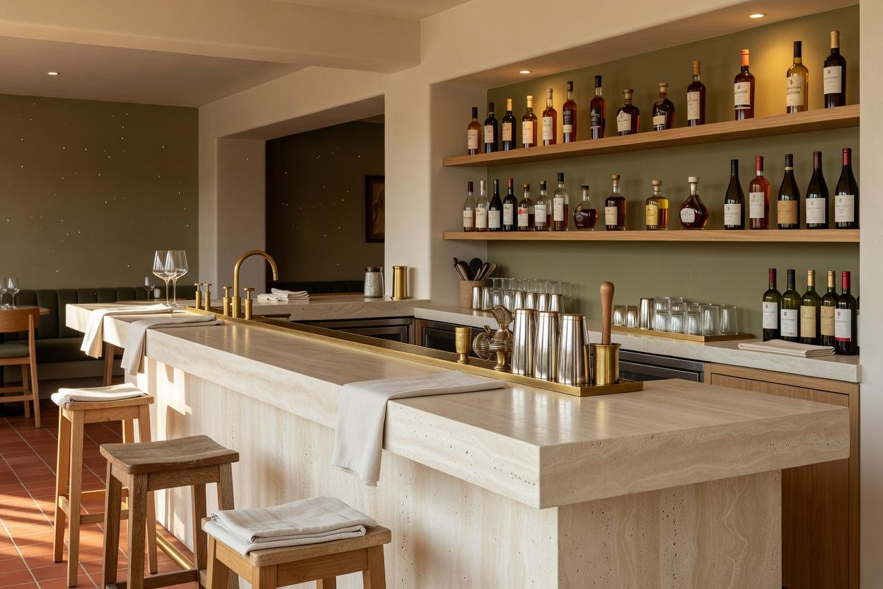 The travertine bar